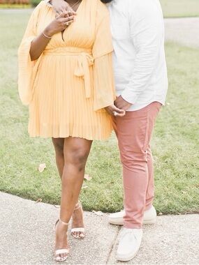 Rebdolls Yellow Pleated Mini Dress
